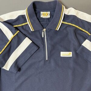 Vintage PACO Polo Shirt Mens M Blue 90S Y2K Quarter Zip Baggy Grunge Jersey Prep